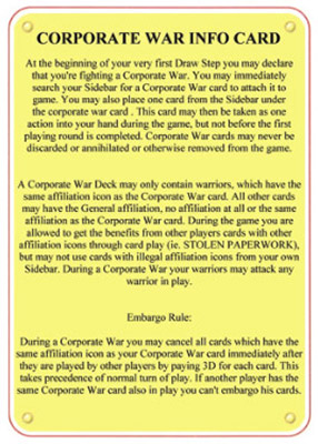 Korporační války - info karta